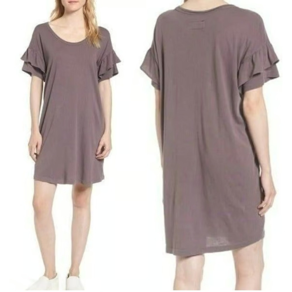 Current Elliott The Ruffle Roadie Dress Sparrow Purple‎ Mauve Cotton Mini Small